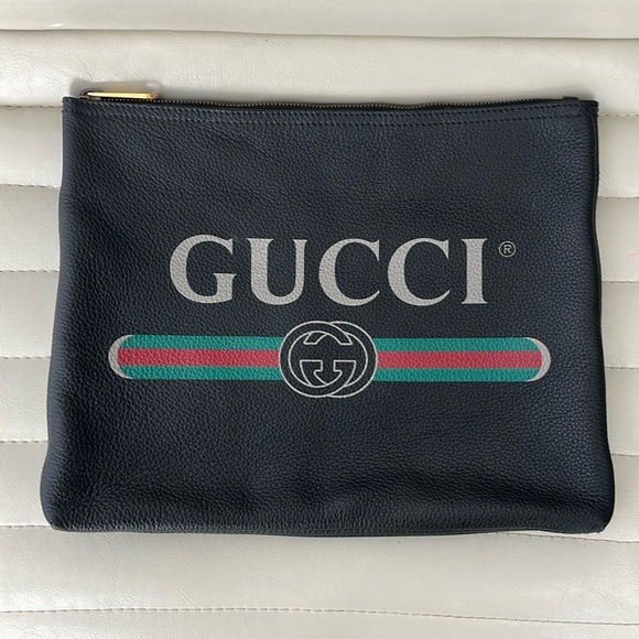 Gucci Printed Leather Zipper Bag - Picture 1 of 4